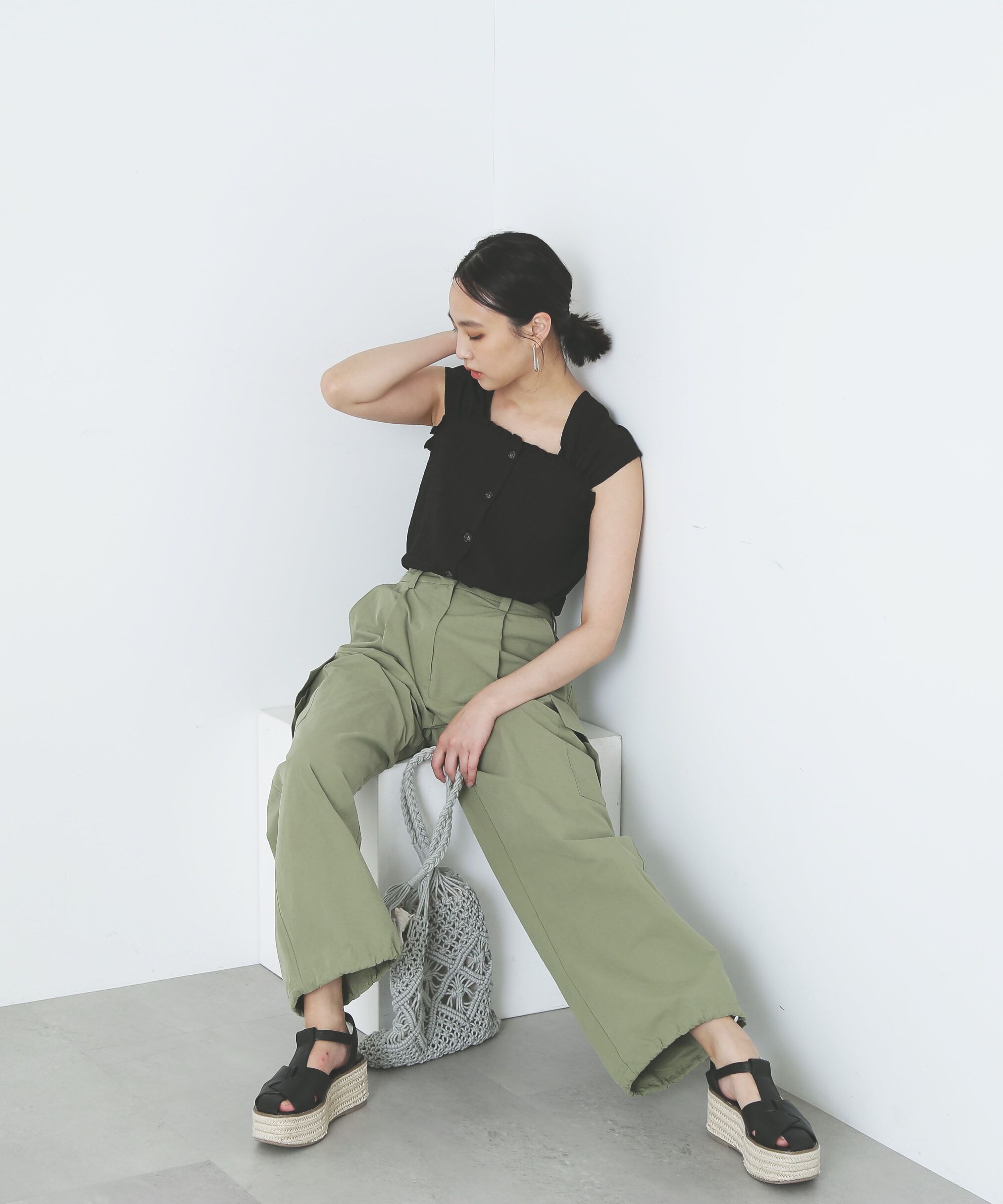  「フロントボタンノースリブラウス」|シャツ・ブラウス|