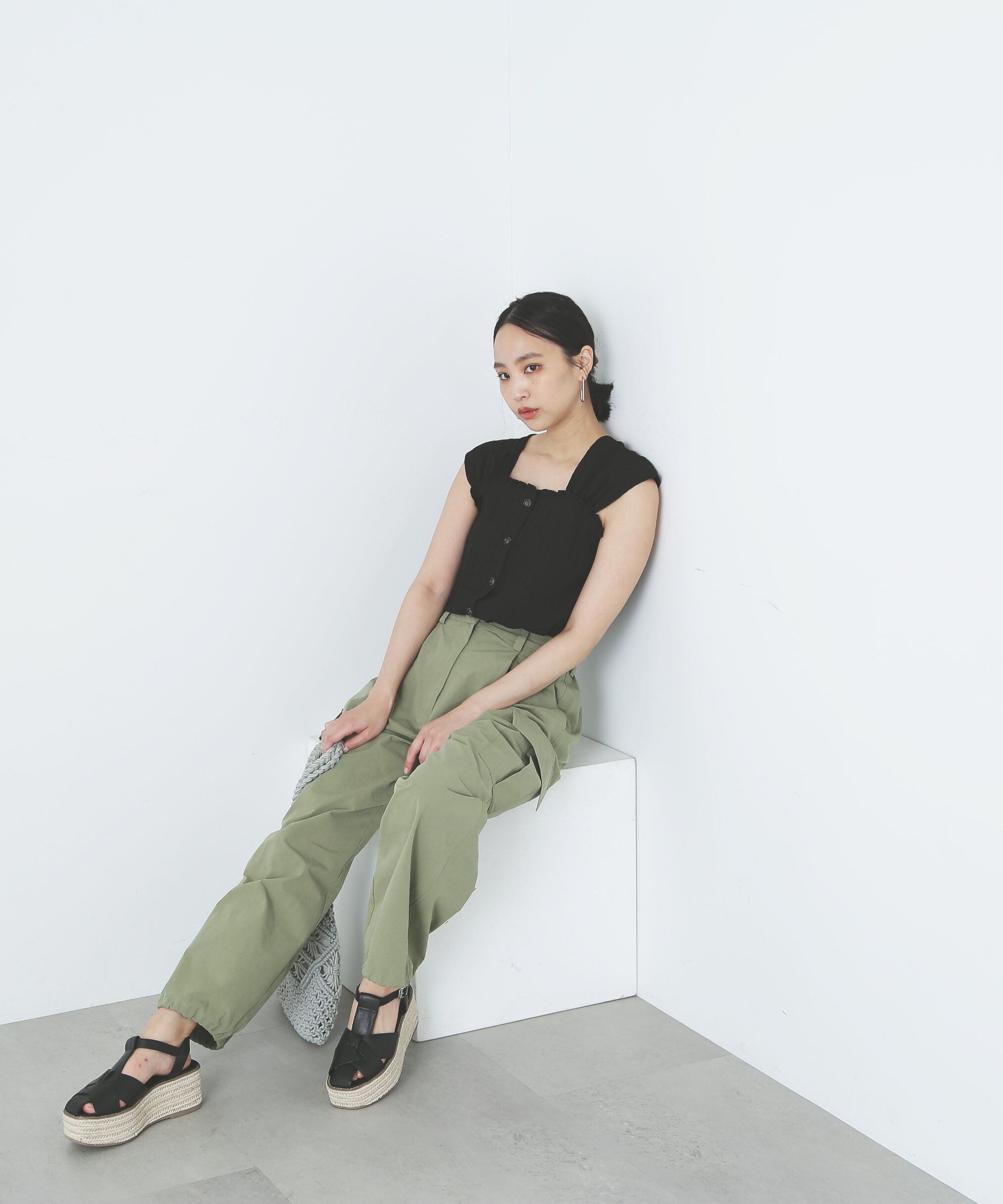  「フロントボタンノースリブラウス」|シャツ・ブラウス|