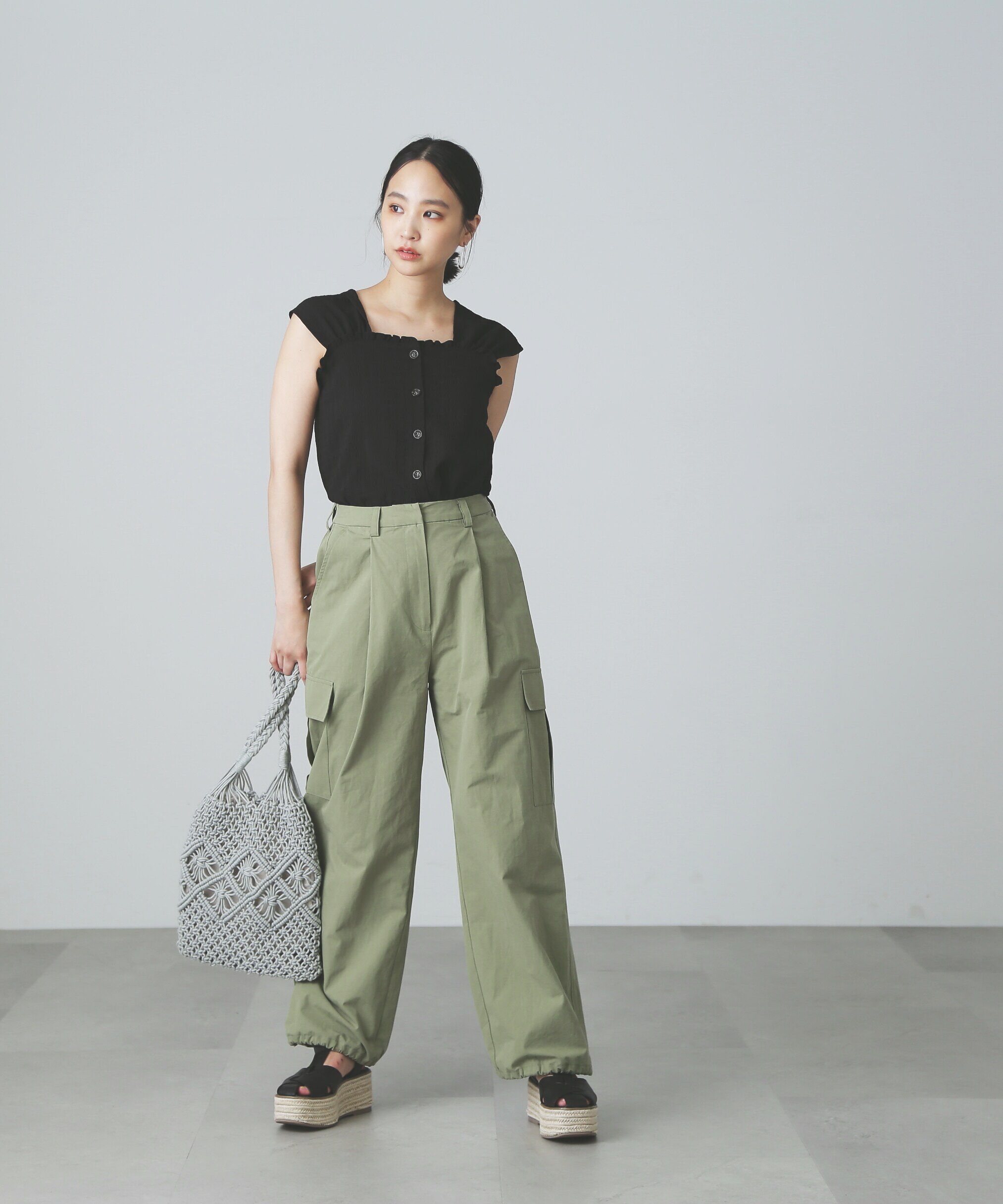  「フロントボタンノースリブラウス」|シャツ・ブラウス|