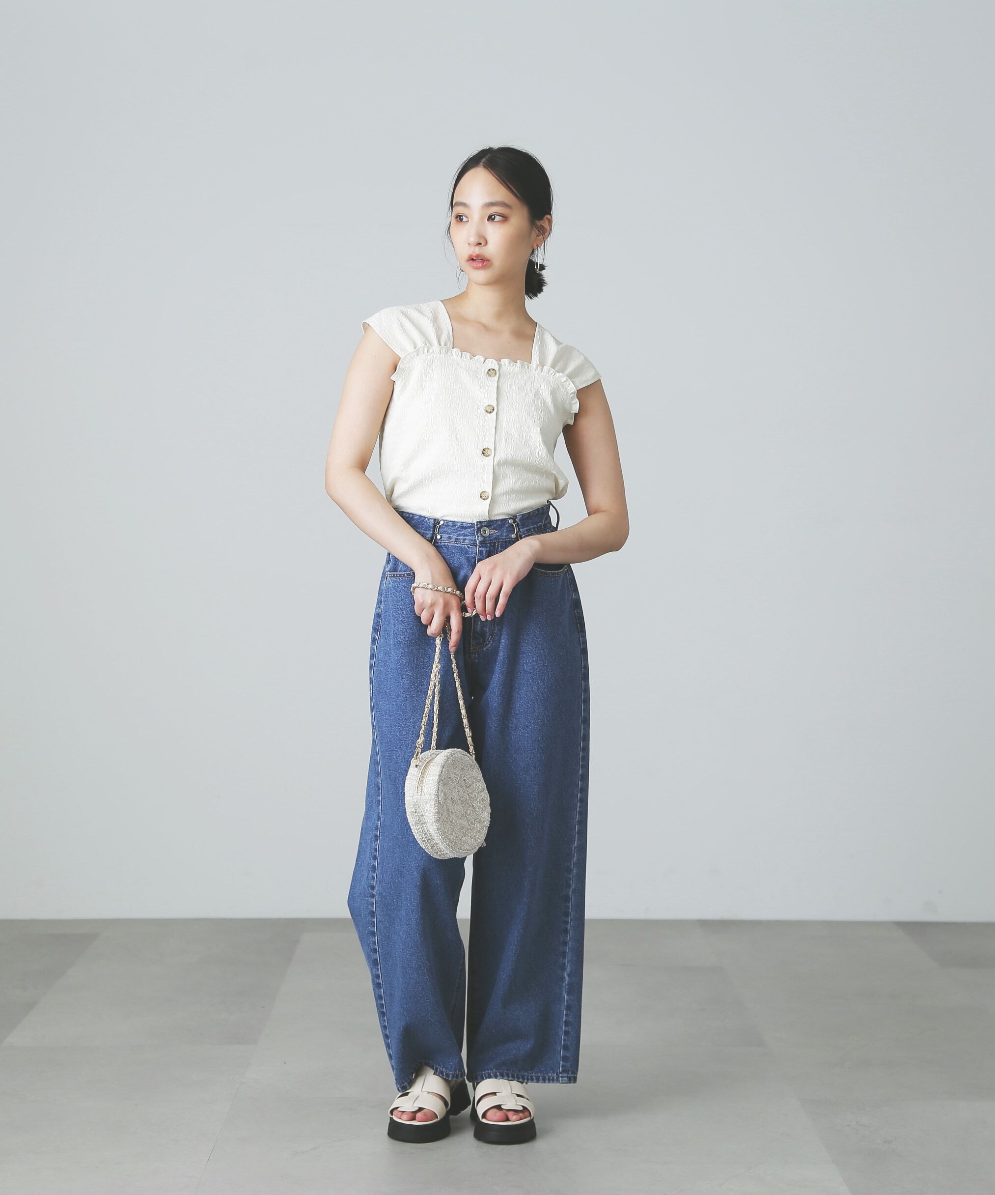  「フロントボタンノースリブラウス」|シャツ・ブラウス|