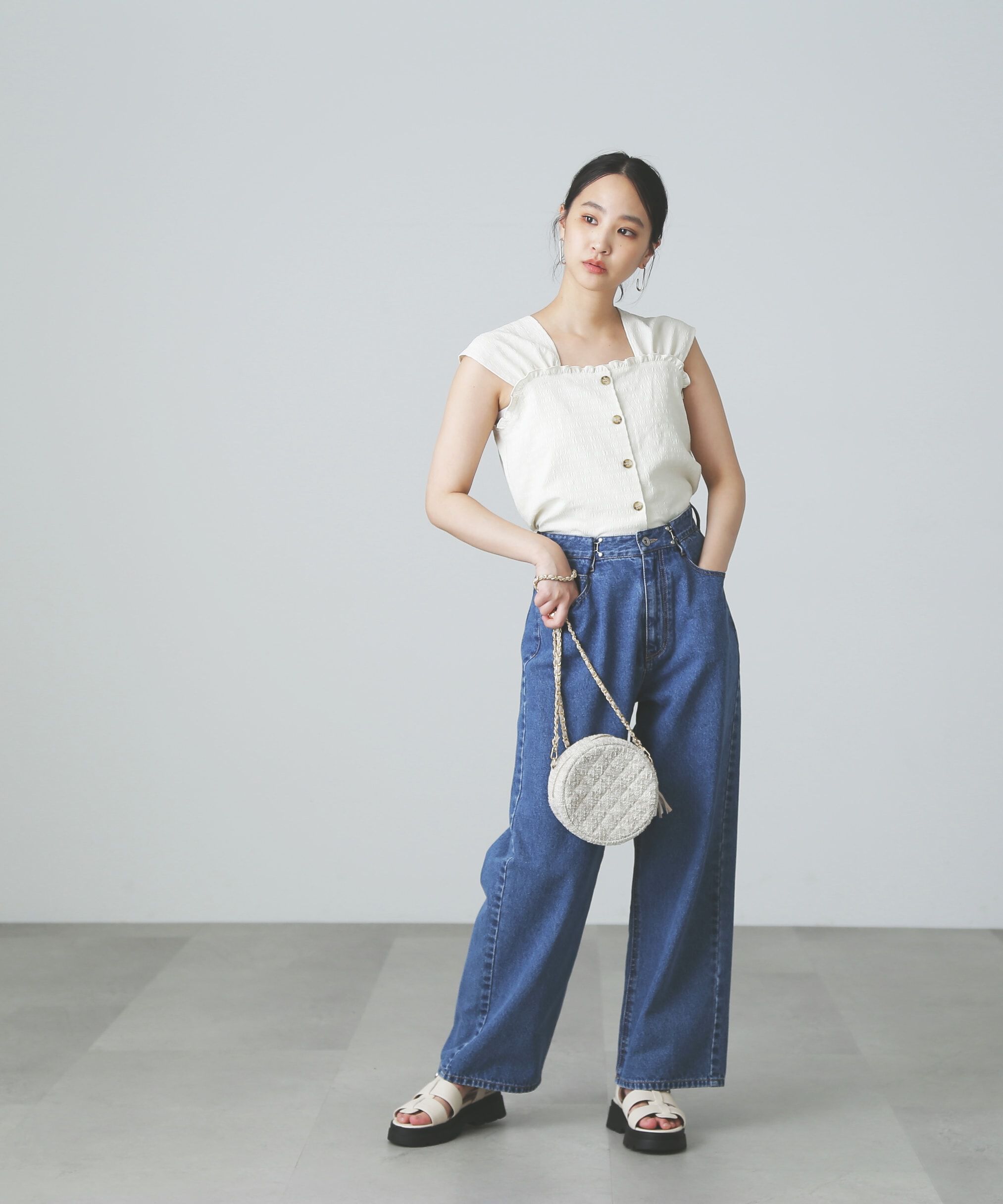  「フロントボタンノースリブラウス」|シャツ・ブラウス|