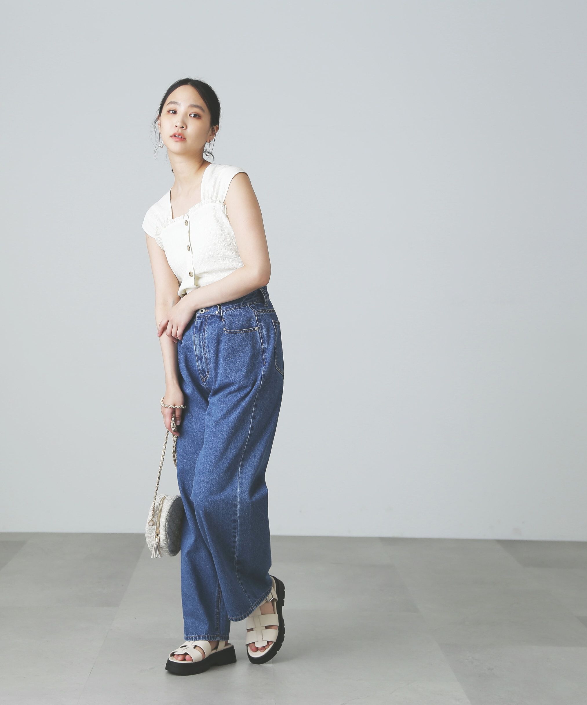  「フロントボタンノースリブラウス」|シャツ・ブラウス|