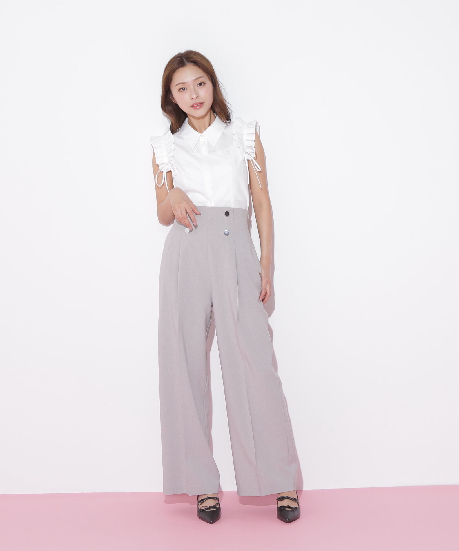  「ショルダーフリルブラウス」|シャツ・ブラウス|