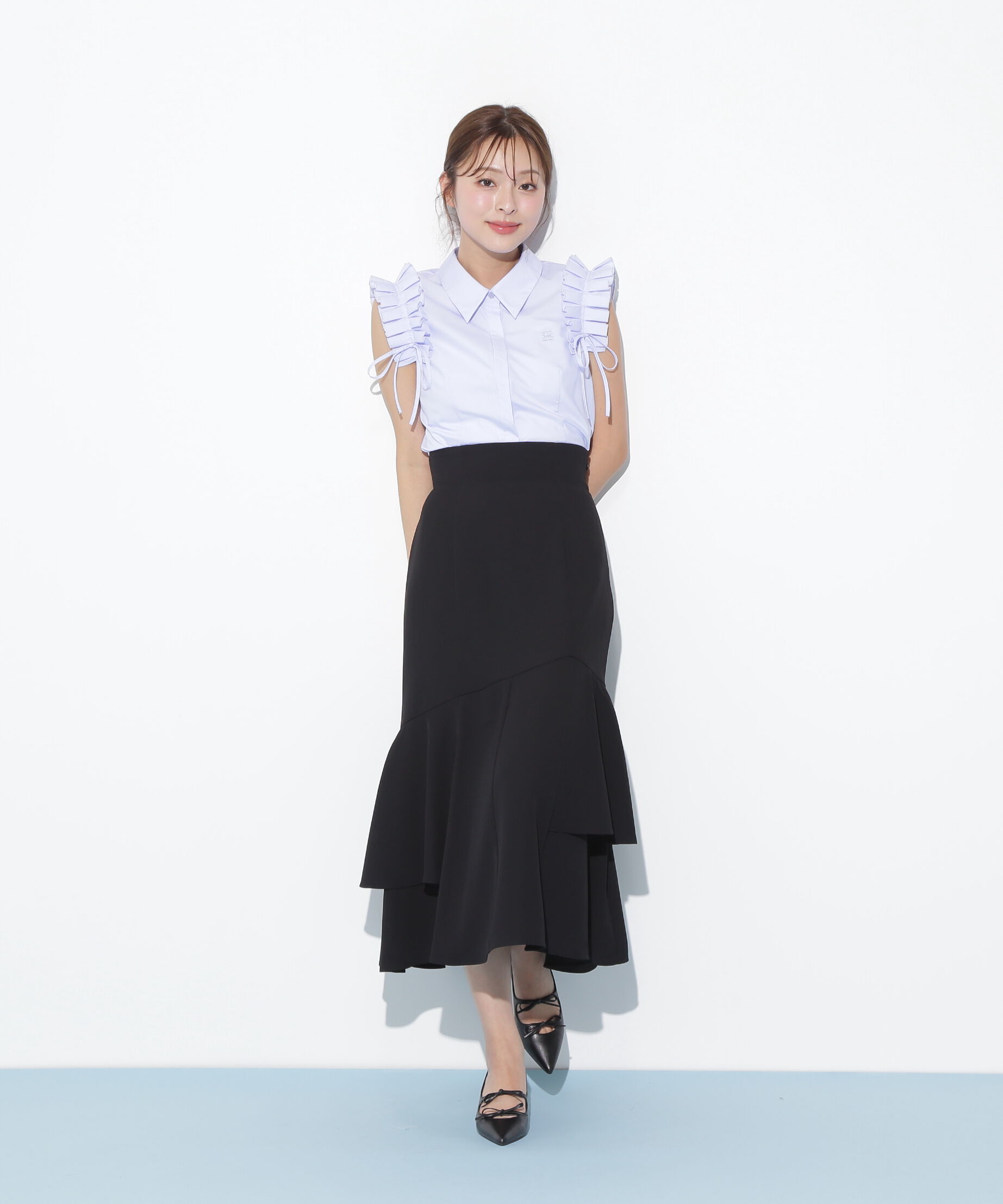  「ショルダーフリルブラウス」|シャツ・ブラウス|