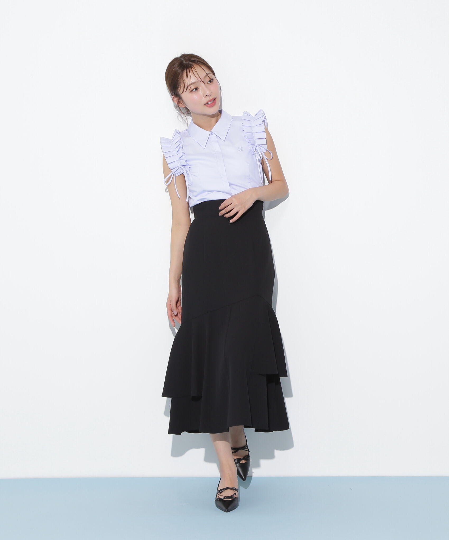  「ショルダーフリルブラウス」|シャツ・ブラウス|