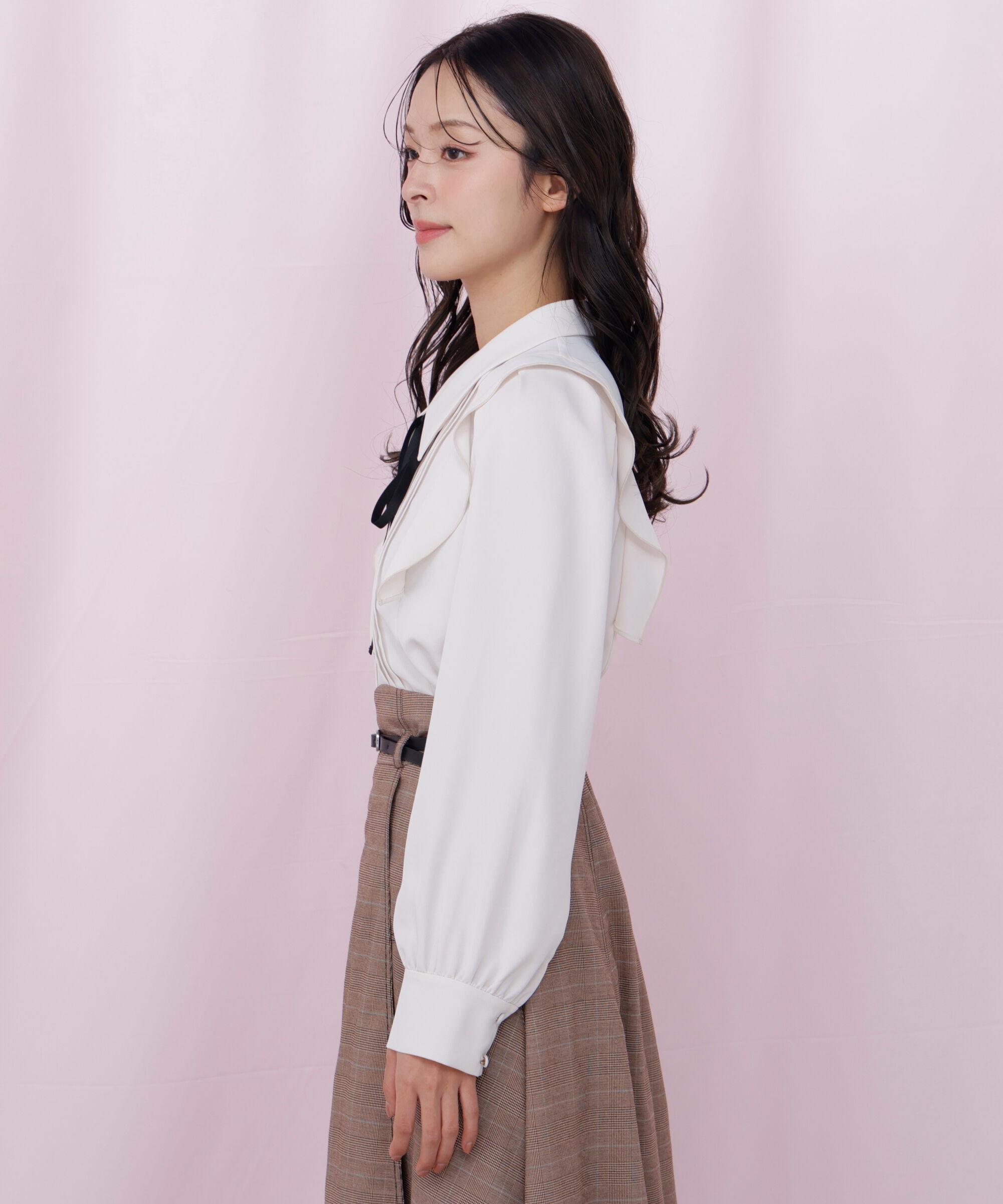  「リボン付きピンタックブラウス」|シャツ・ブラウス|