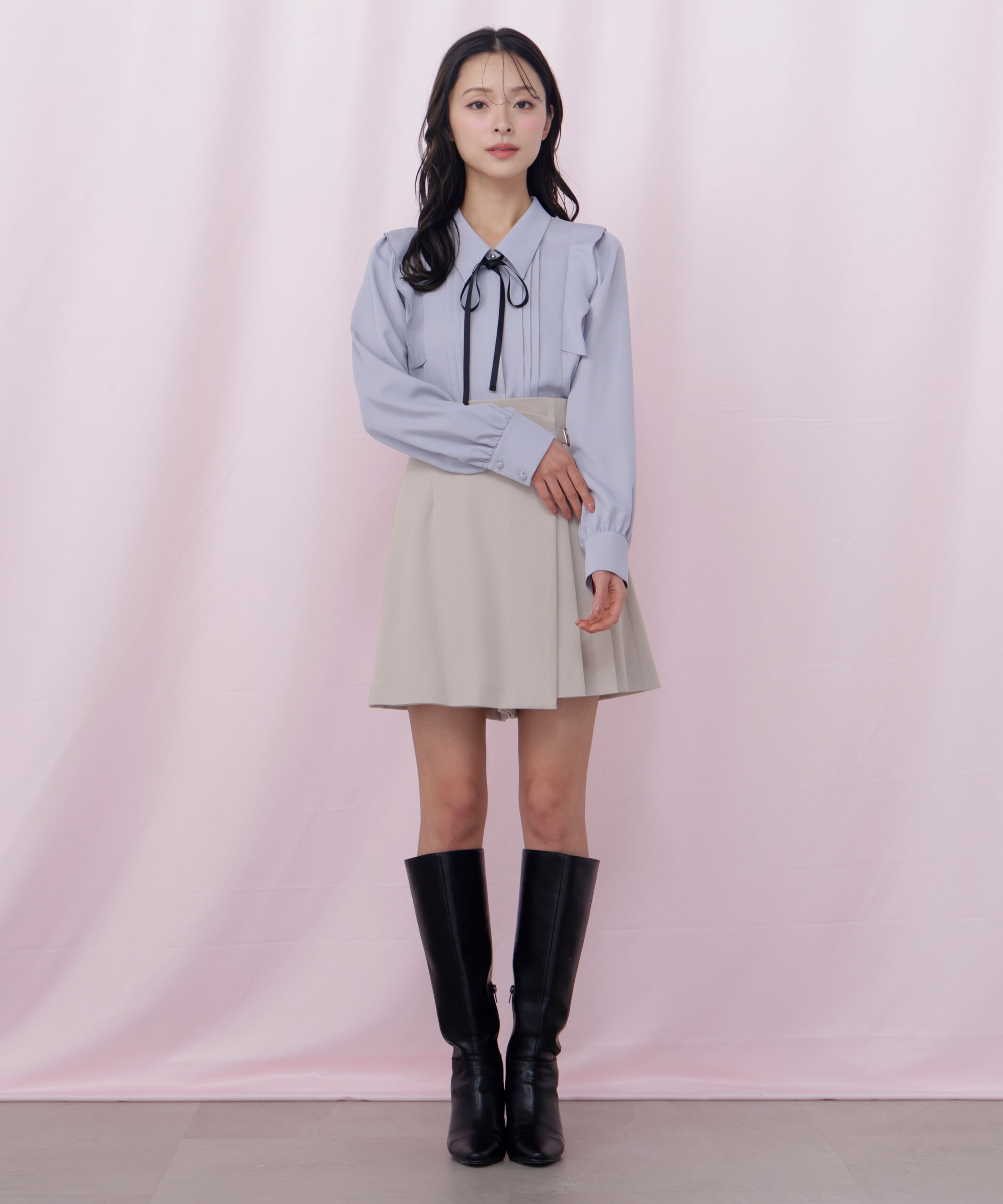  「リボン付きピンタックブラウス」|シャツ・ブラウス|