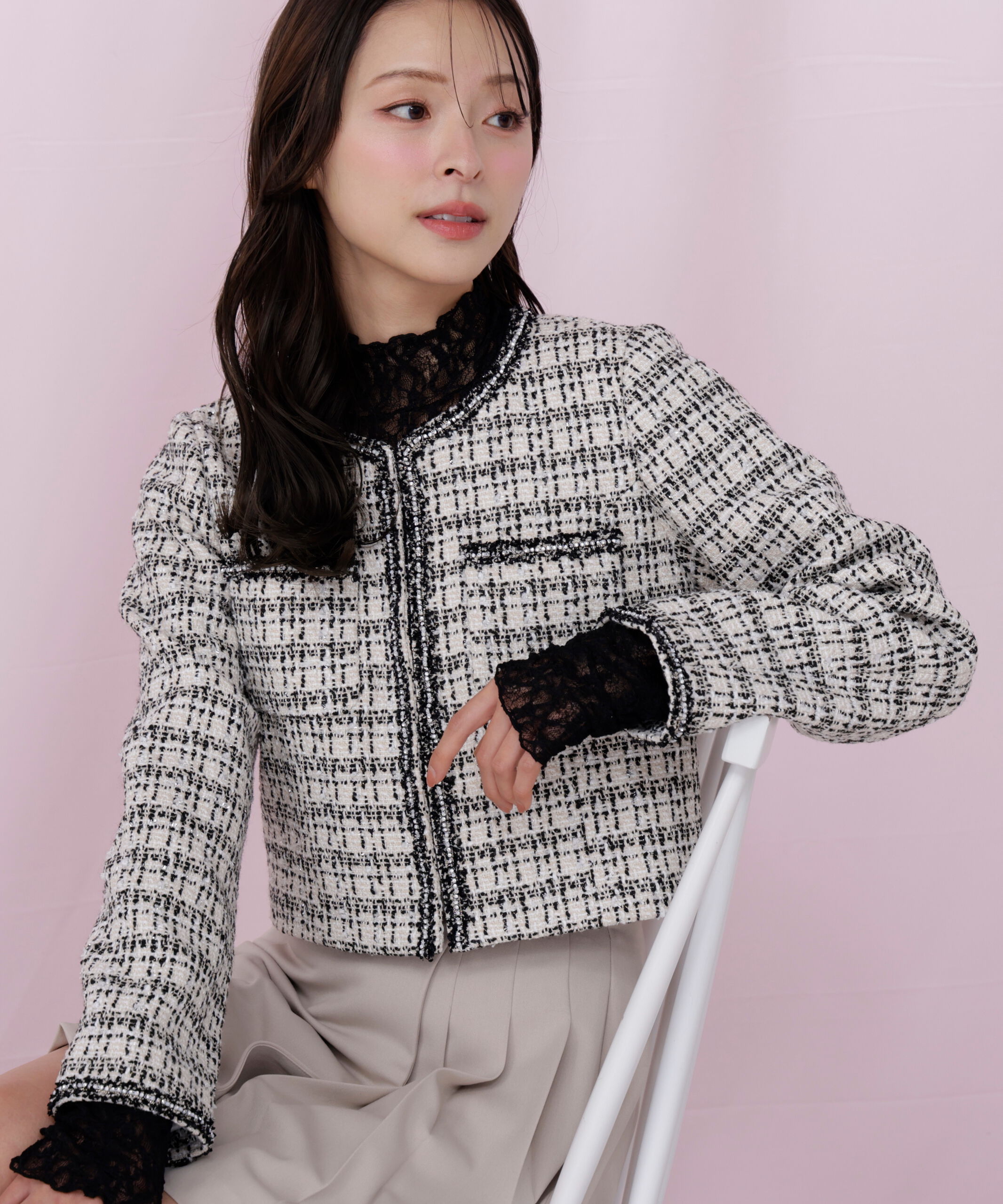  「ビジューブレード付きツイードジャケット」|その他|