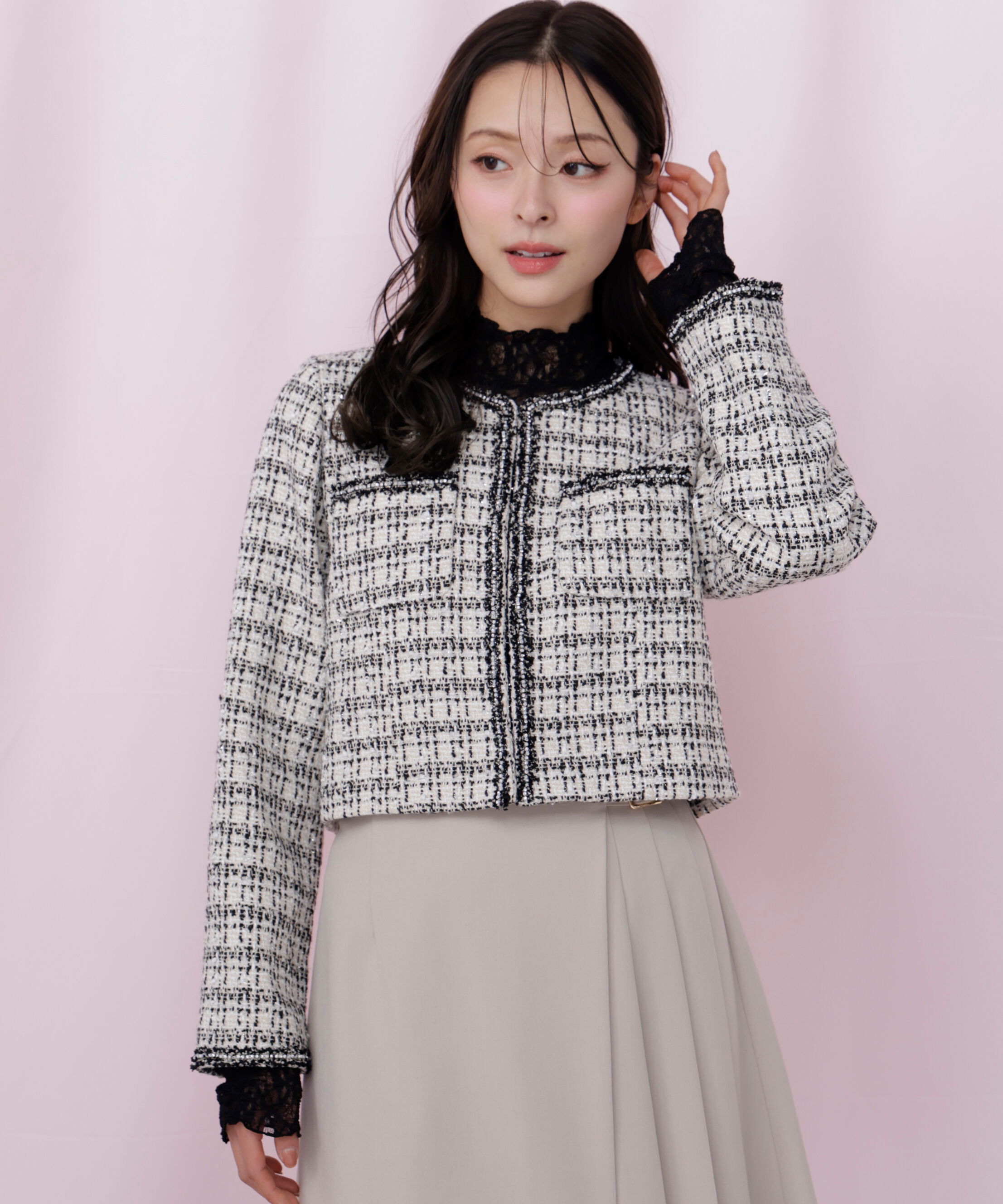  「ビジューブレード付きツイードジャケット」|その他|