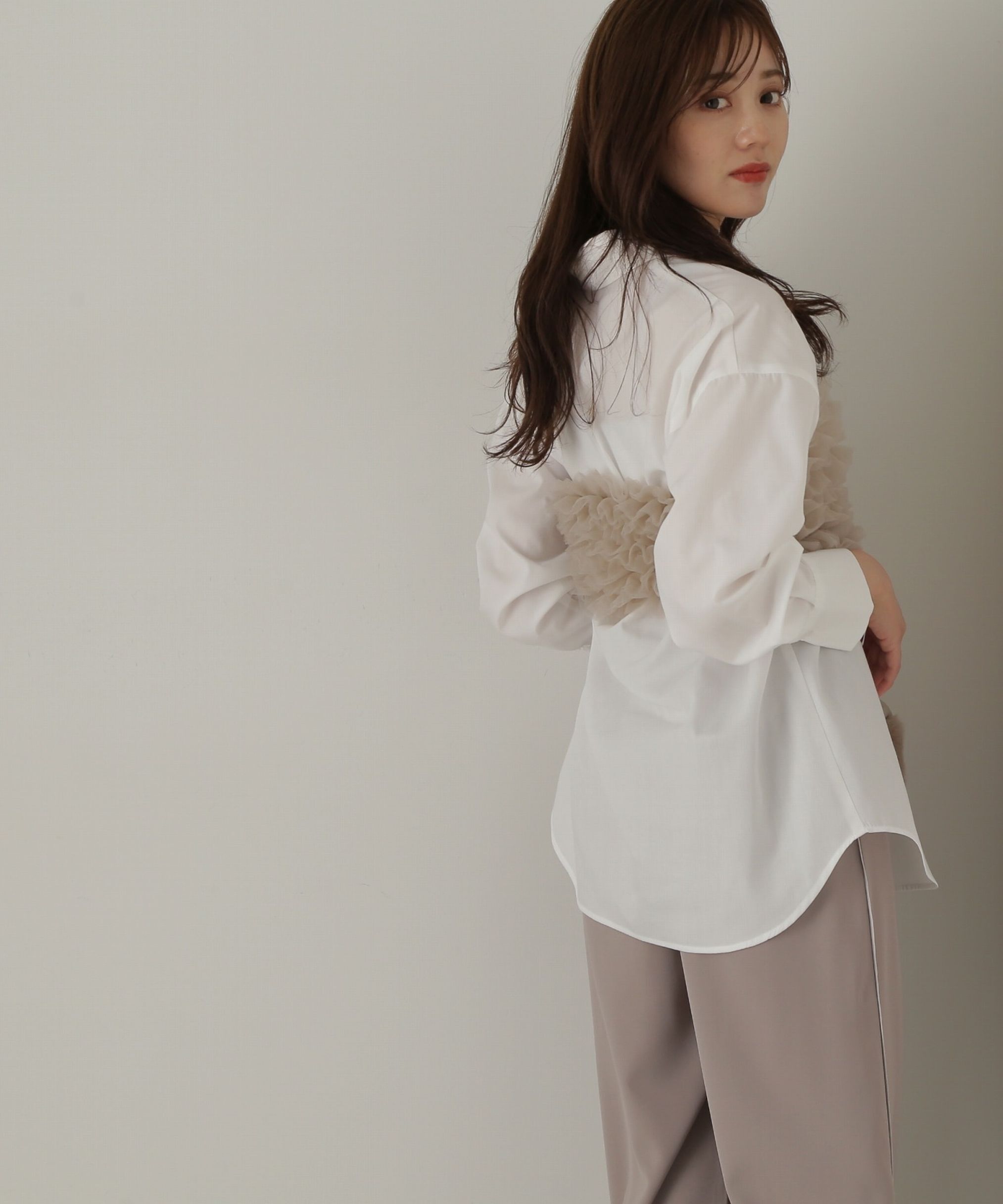 PROPORTION BODY DRESSING「チュールビスチェ付シャツ24AW」|シャツ・ブラウス|