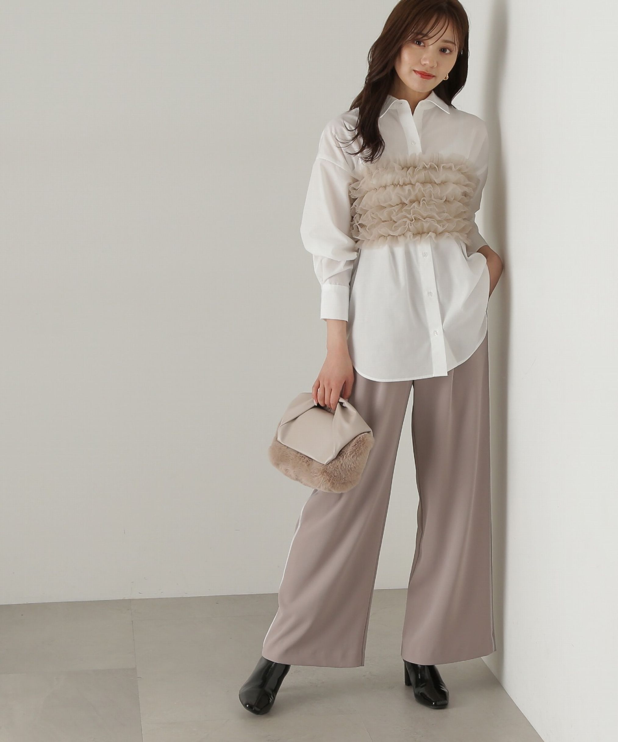 PROPORTION BODY DRESSING「チュールビスチェ付シャツ24AW」|シャツ・ブラウス|