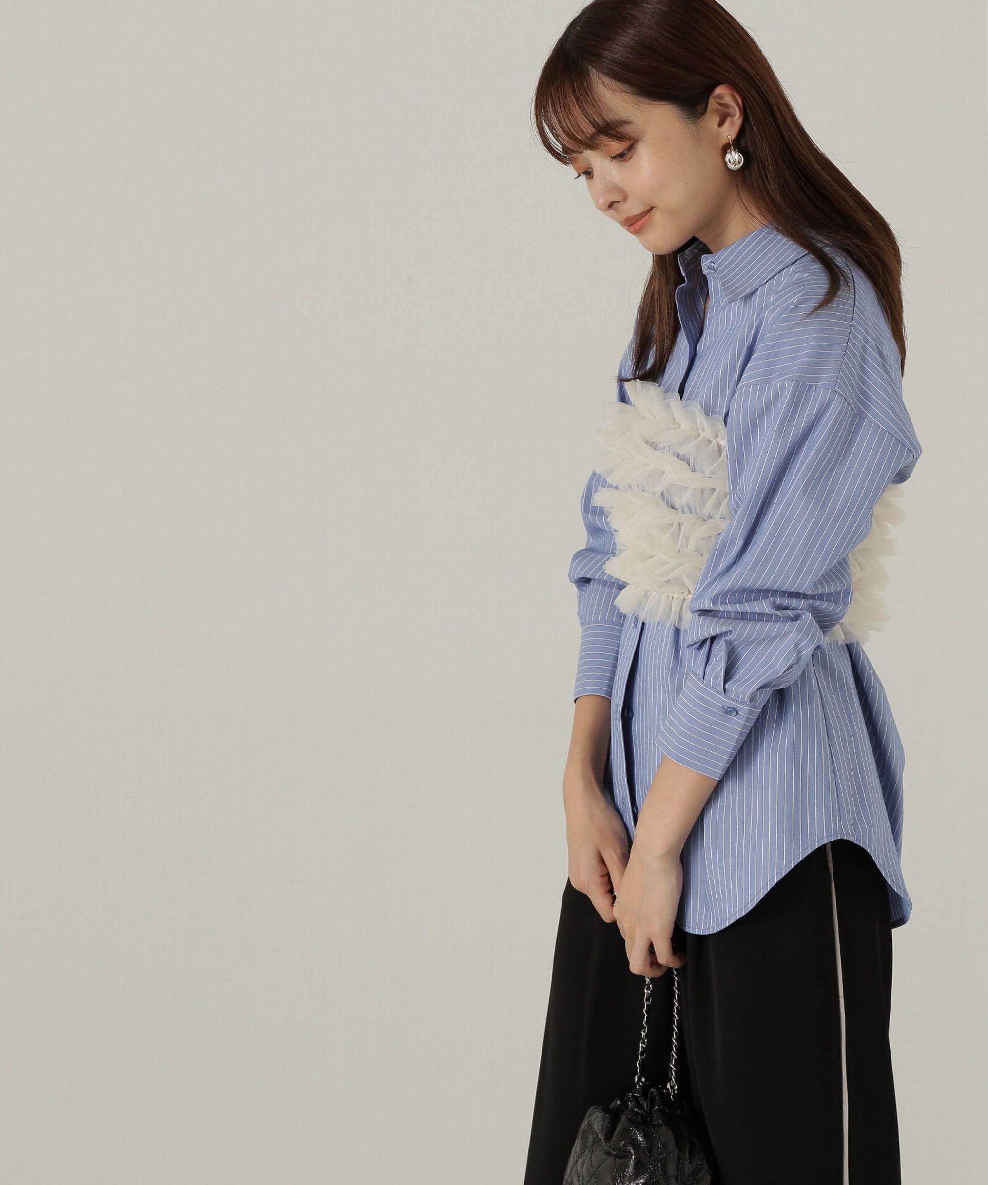 PROPORTION BODY DRESSING「チュールビスチェ付シャツ24AW」|シャツ・ブラウス|