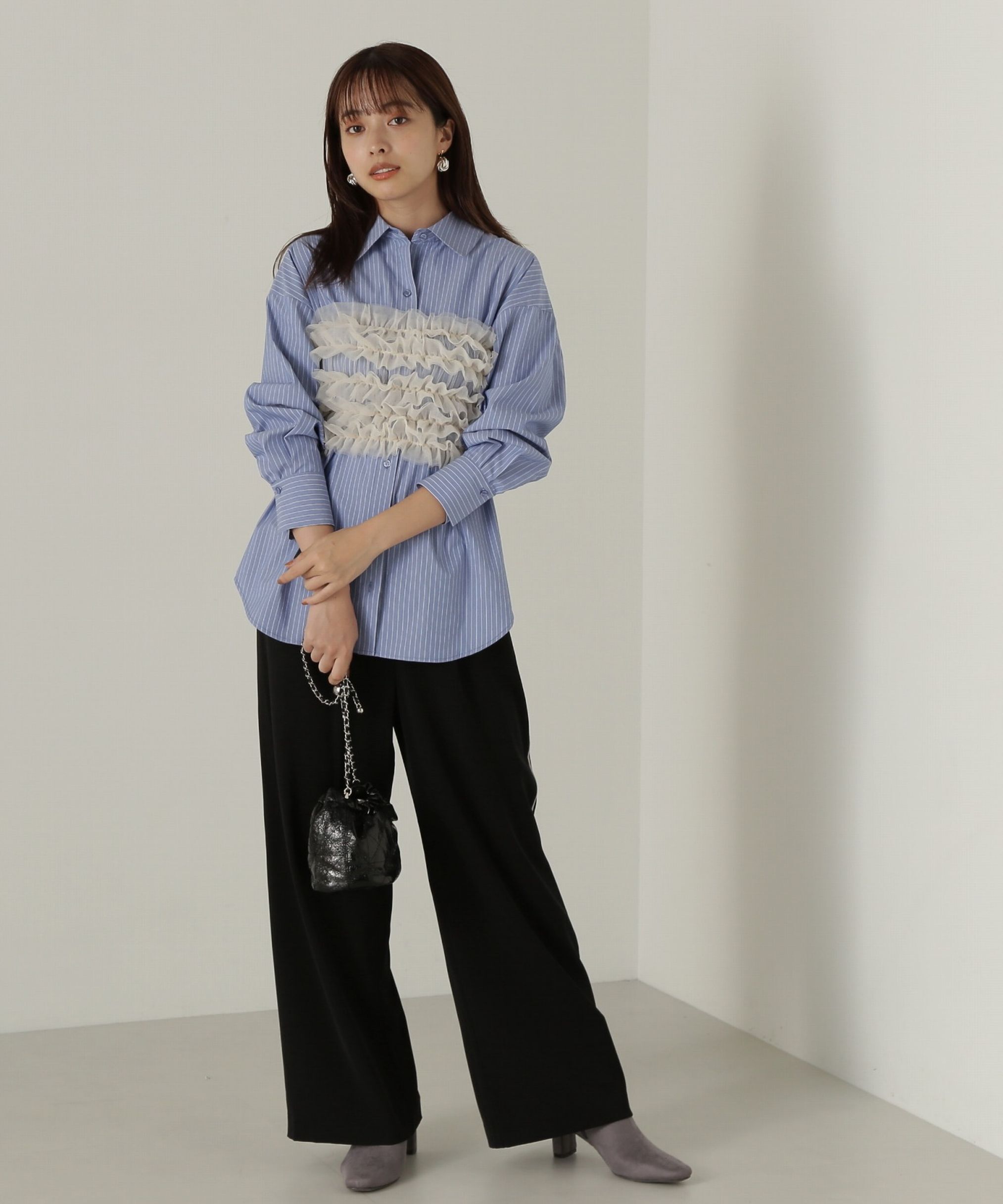 PROPORTION BODY DRESSING「チュールビスチェ付シャツ24AW」|シャツ・ブラウス|