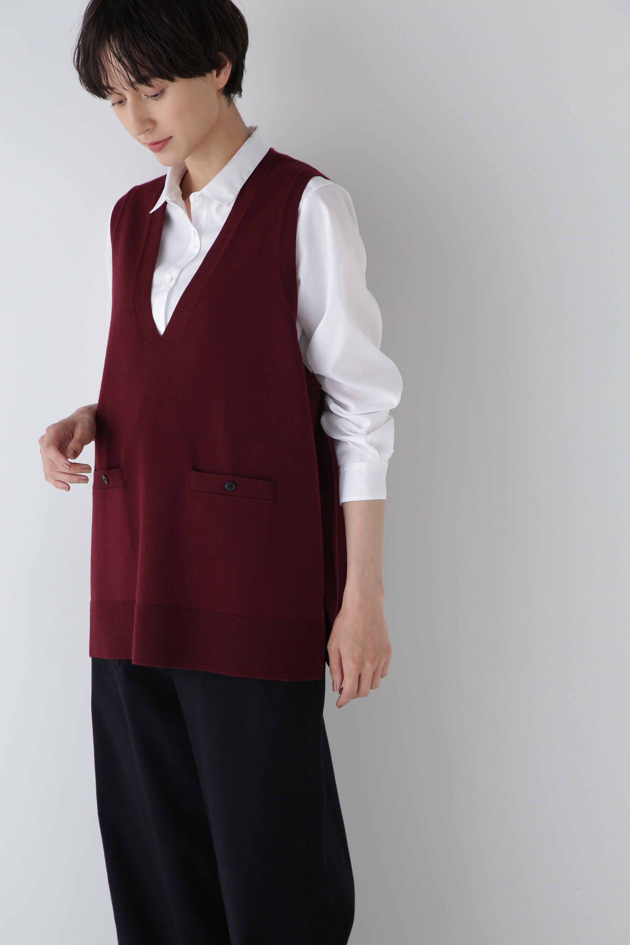  「◆ハイゲージVネックオーバーベスト」|ニット・セーター|