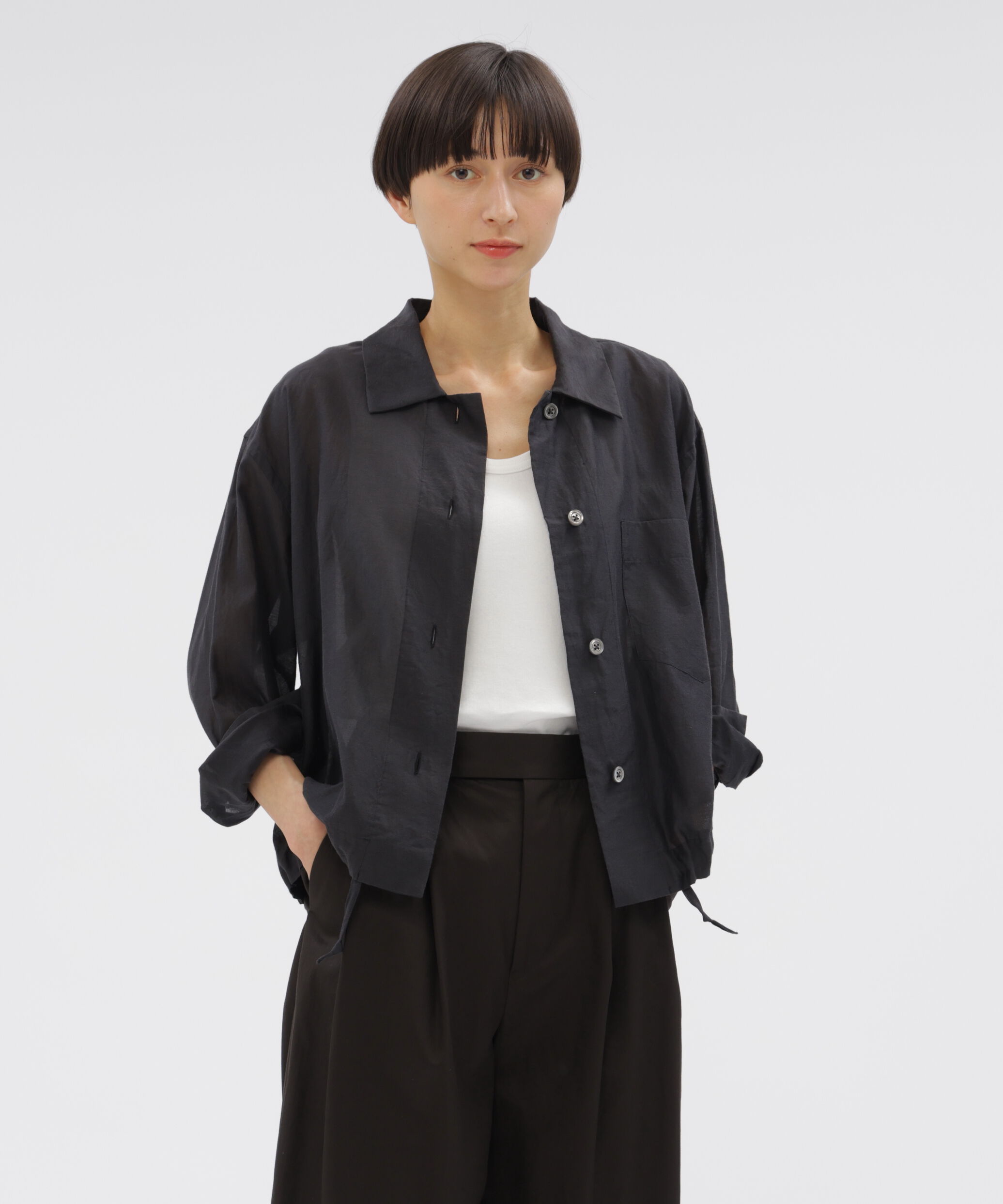  「SHEER COTTON SILK SHIRT」|シャツ・ブラウス|BLACK