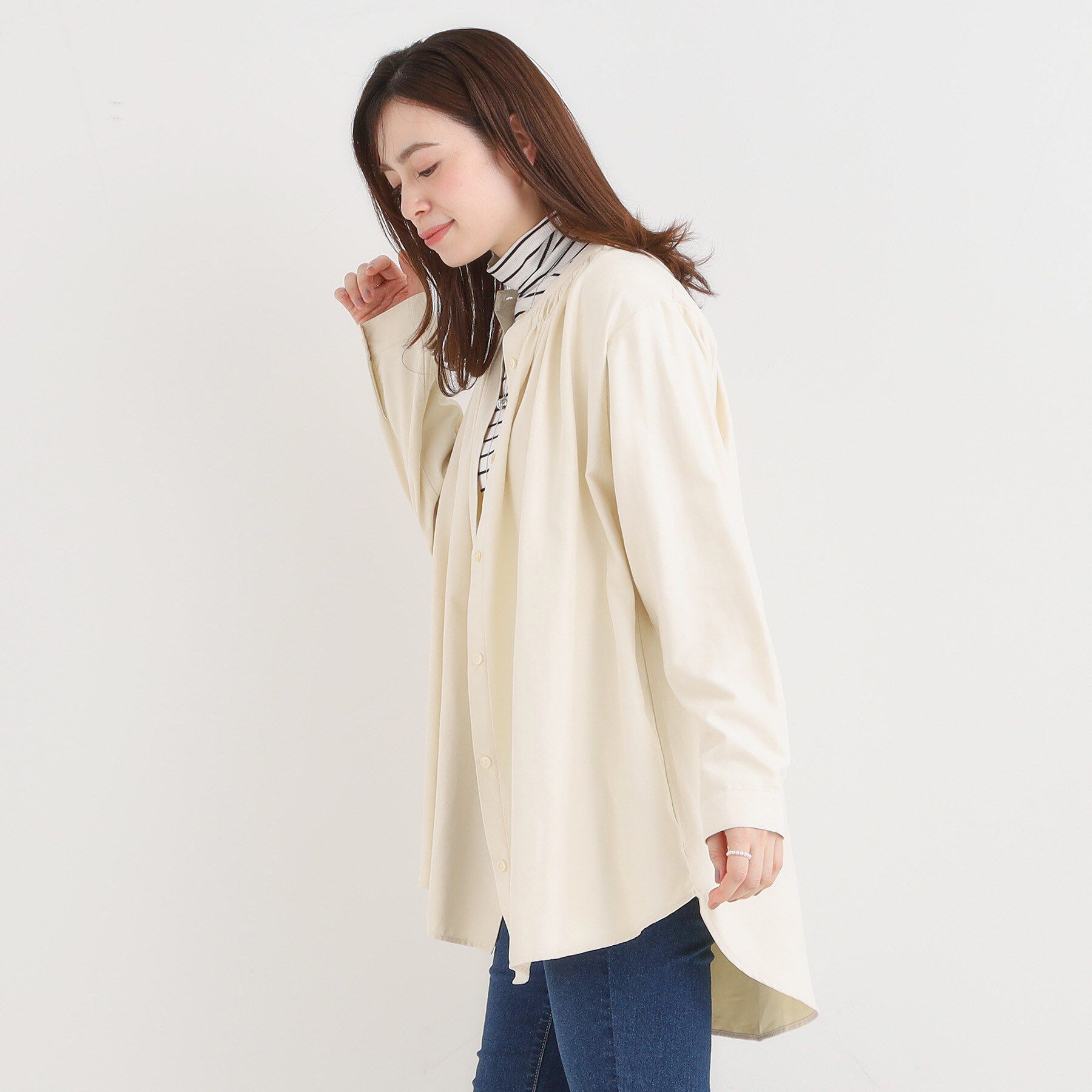 SHOO･LA･RUE「【洗濯機可/S-LL】程よくゆるり マイクロコールチュニック」|チュニック|