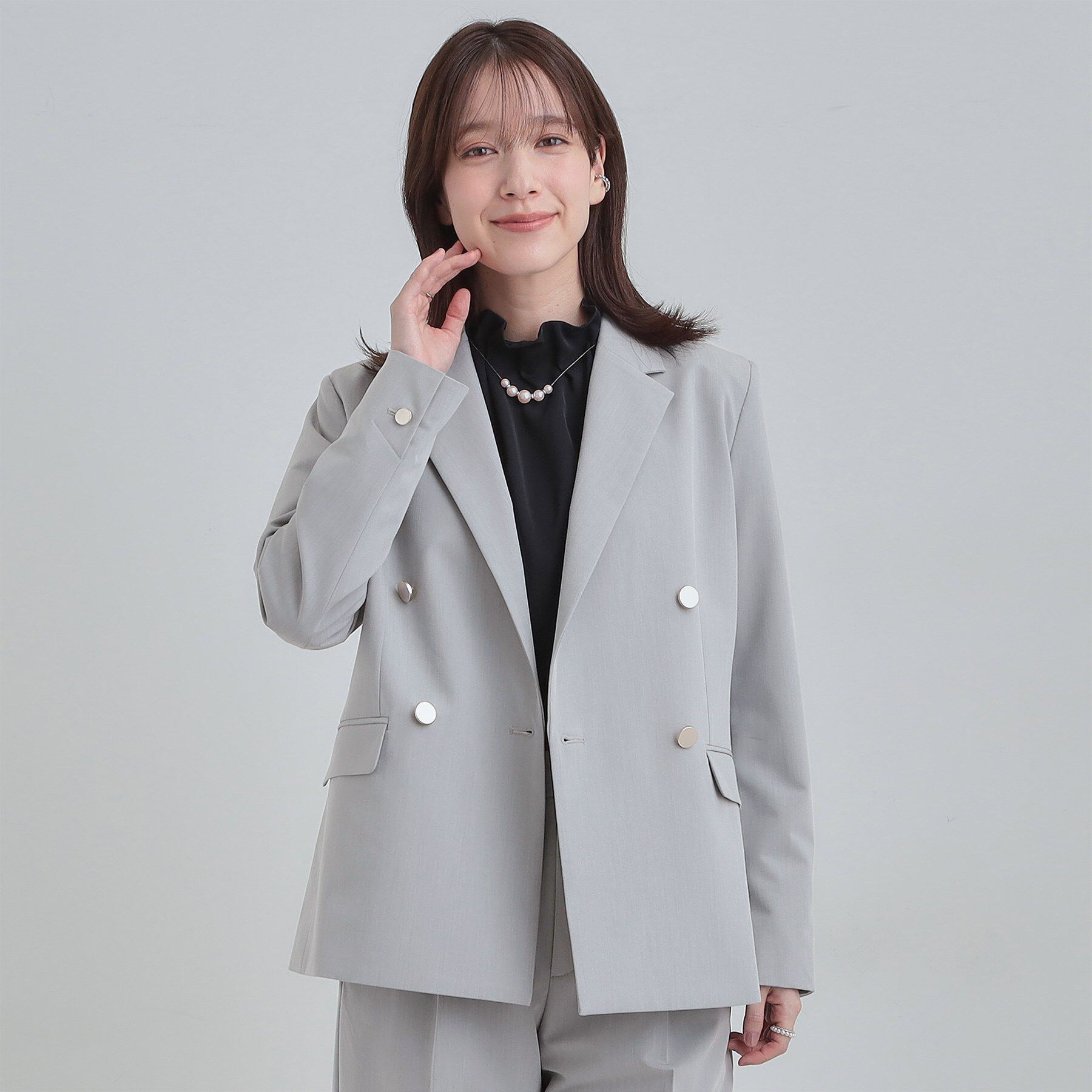 SHOO･LA･RUE「【セットアップ可/S-LL/洗濯機可】サッと軽やかに羽織りやすい Wブレストジャケット」|テーラードジャケット|