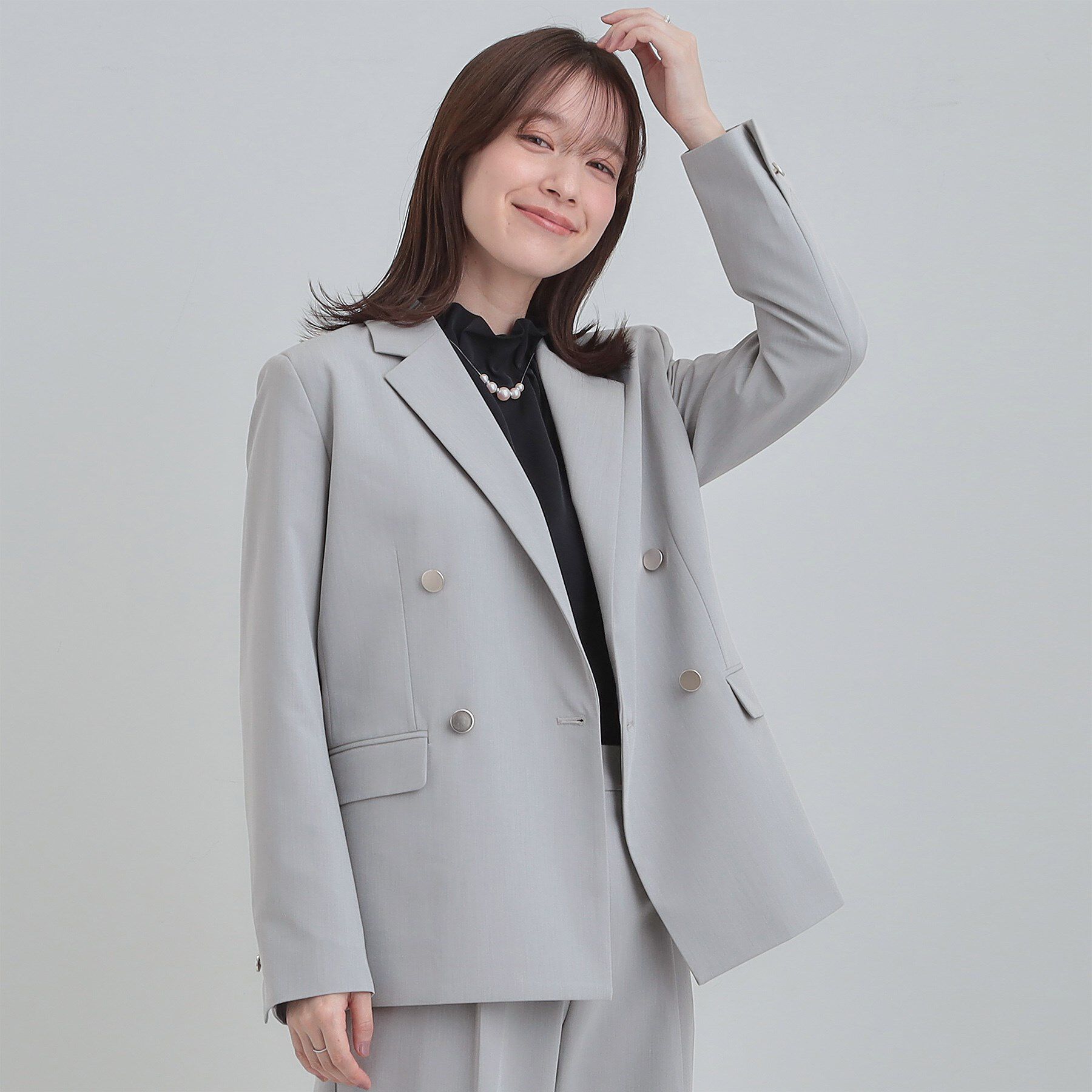 SHOO･LA･RUE「【セットアップ可/S-LL/洗濯機可】サッと軽やかに羽織りやすい Wブレストジャケット」|テーラードジャケット|