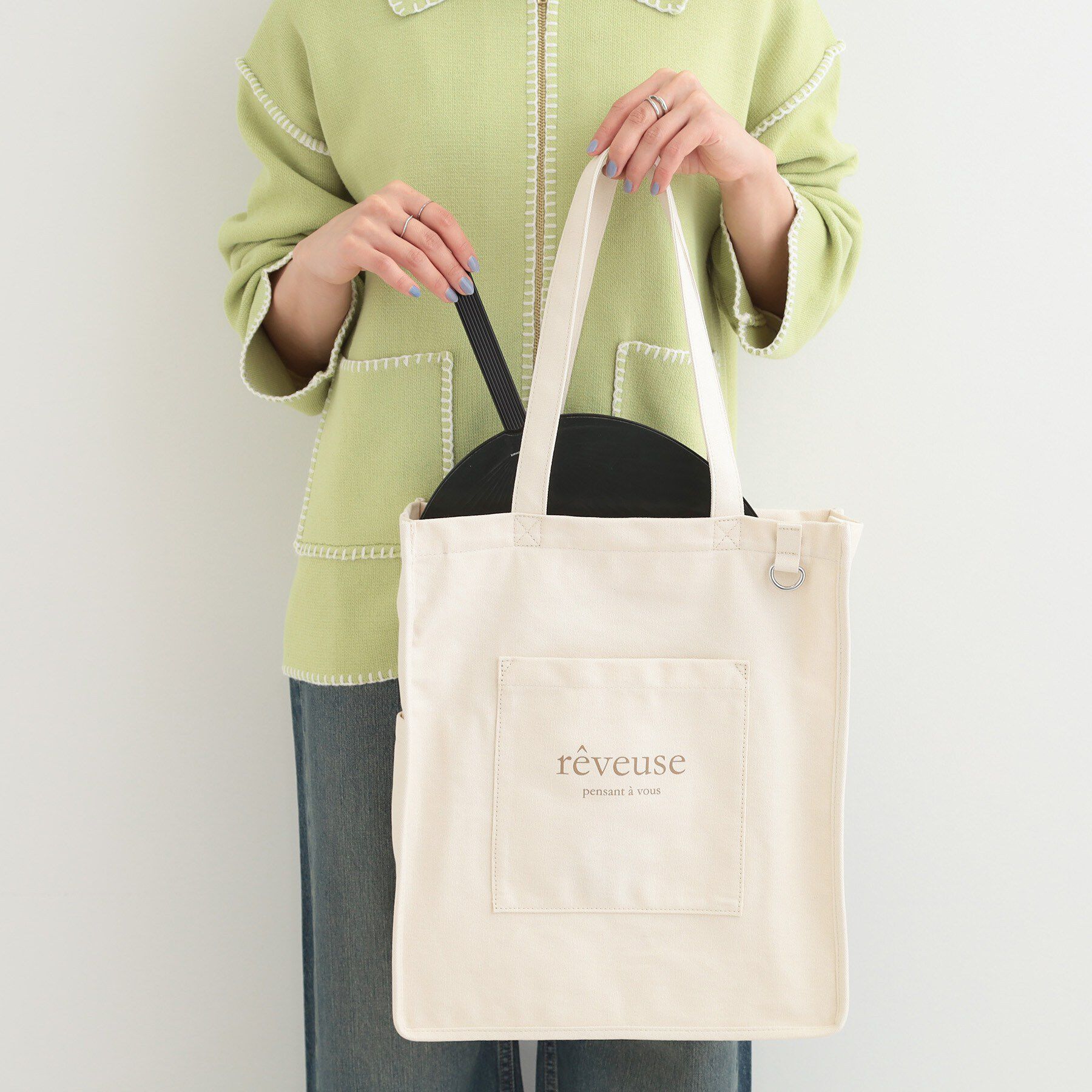 SHOO･LA･RUE「推し活もできるハンプトート【うちわが入る】」|トートバッグ|アイボリー(004)