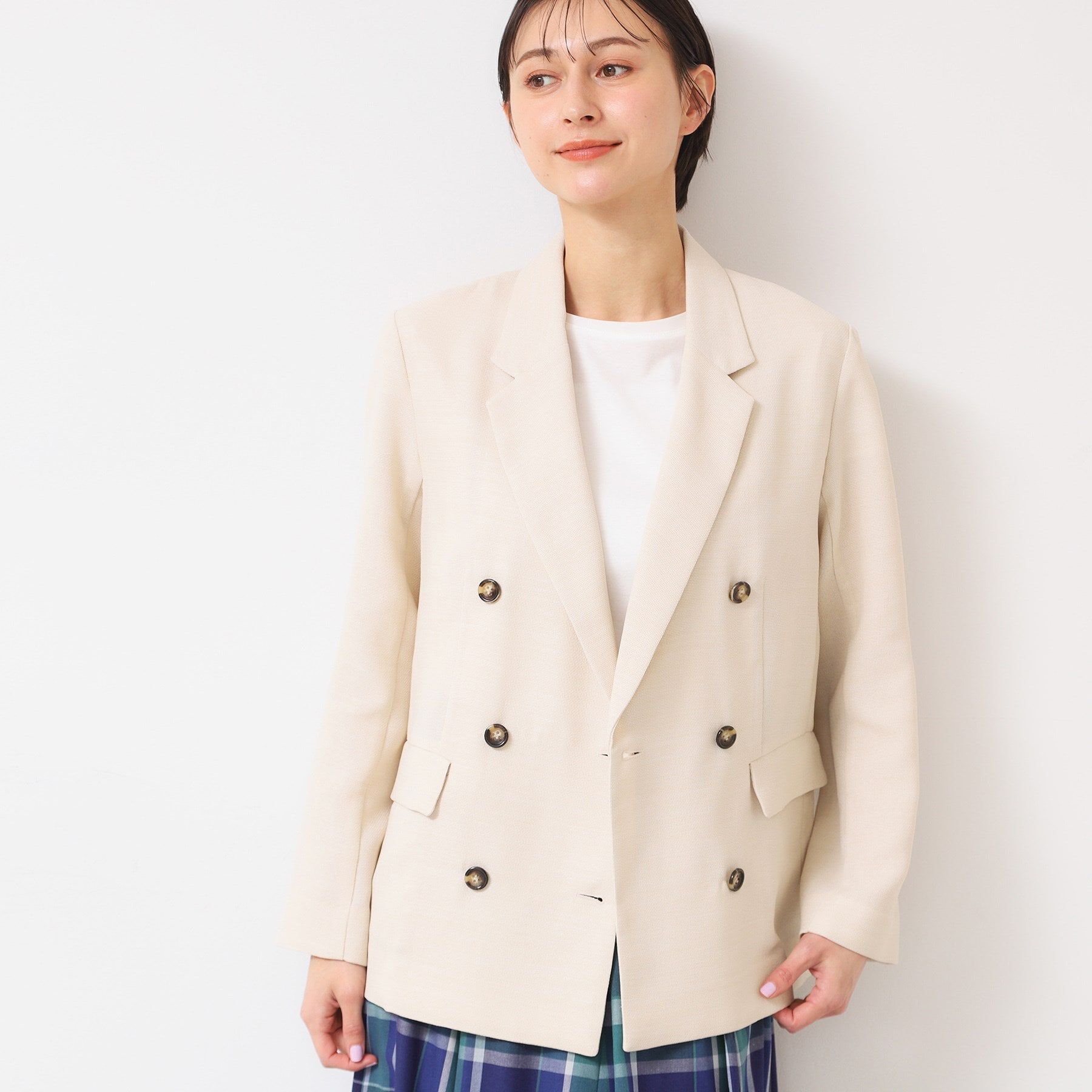Dessin「【洗える】リネンライクダブルジャケット（S～L）」|テーラードジャケット|ライトベージュ(05