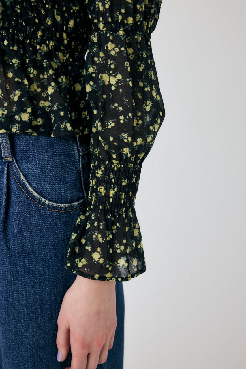 MOUSSY「SHIRRING FLORAL フィットシャツ」|シャツ・ブラウス|