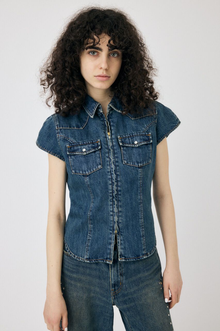 MOUSSY「CAP SLEEVE デニムシャツ」|シャツ・ブラウス|