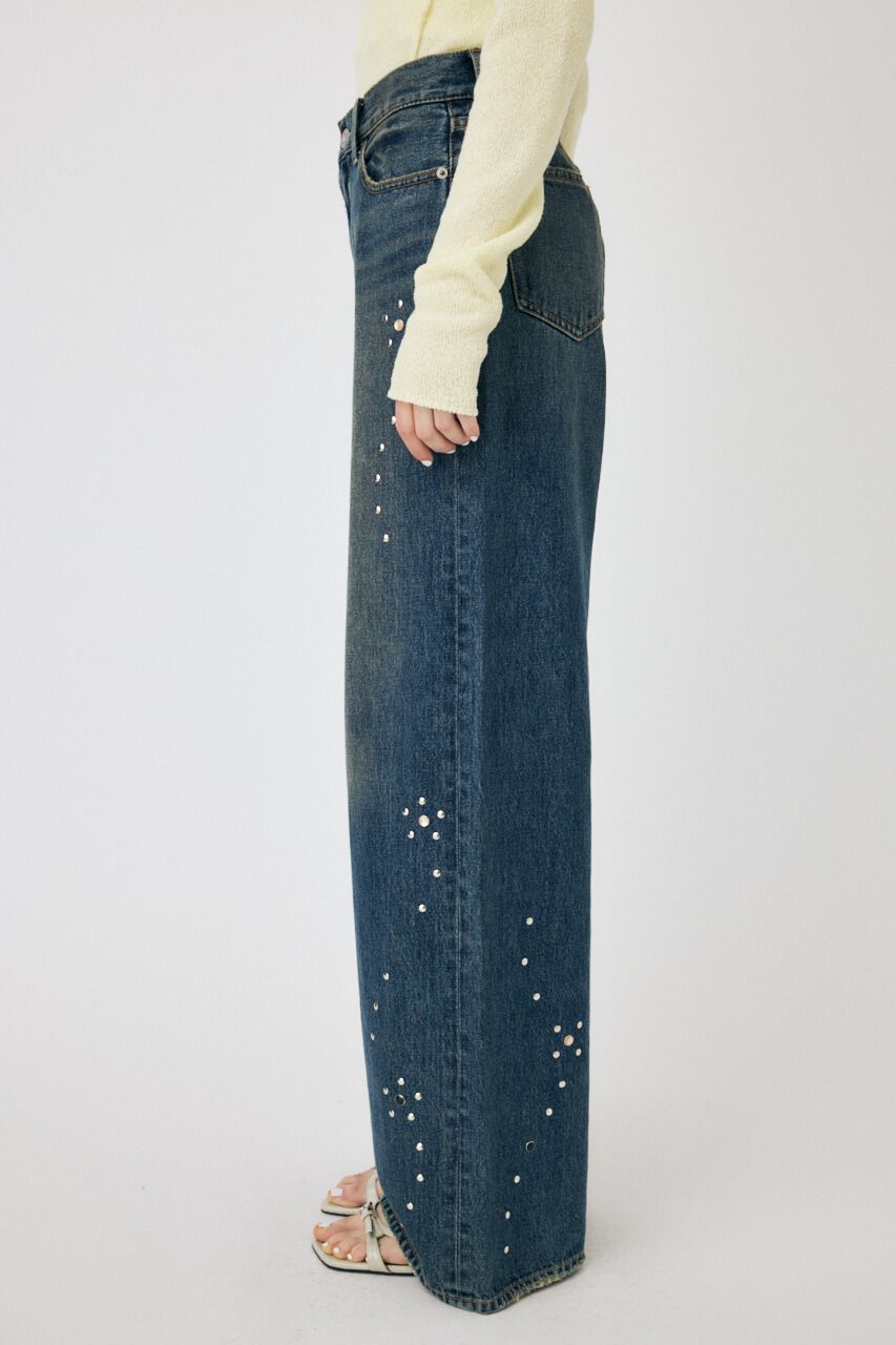 MOUSSY「FLORAL STUDDED バギー」|デニム|