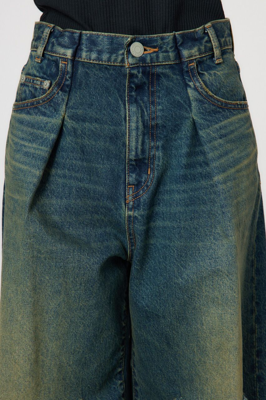 RODEO CROWNS「タックワイドクラッシュデニムパンツ」|デニム|