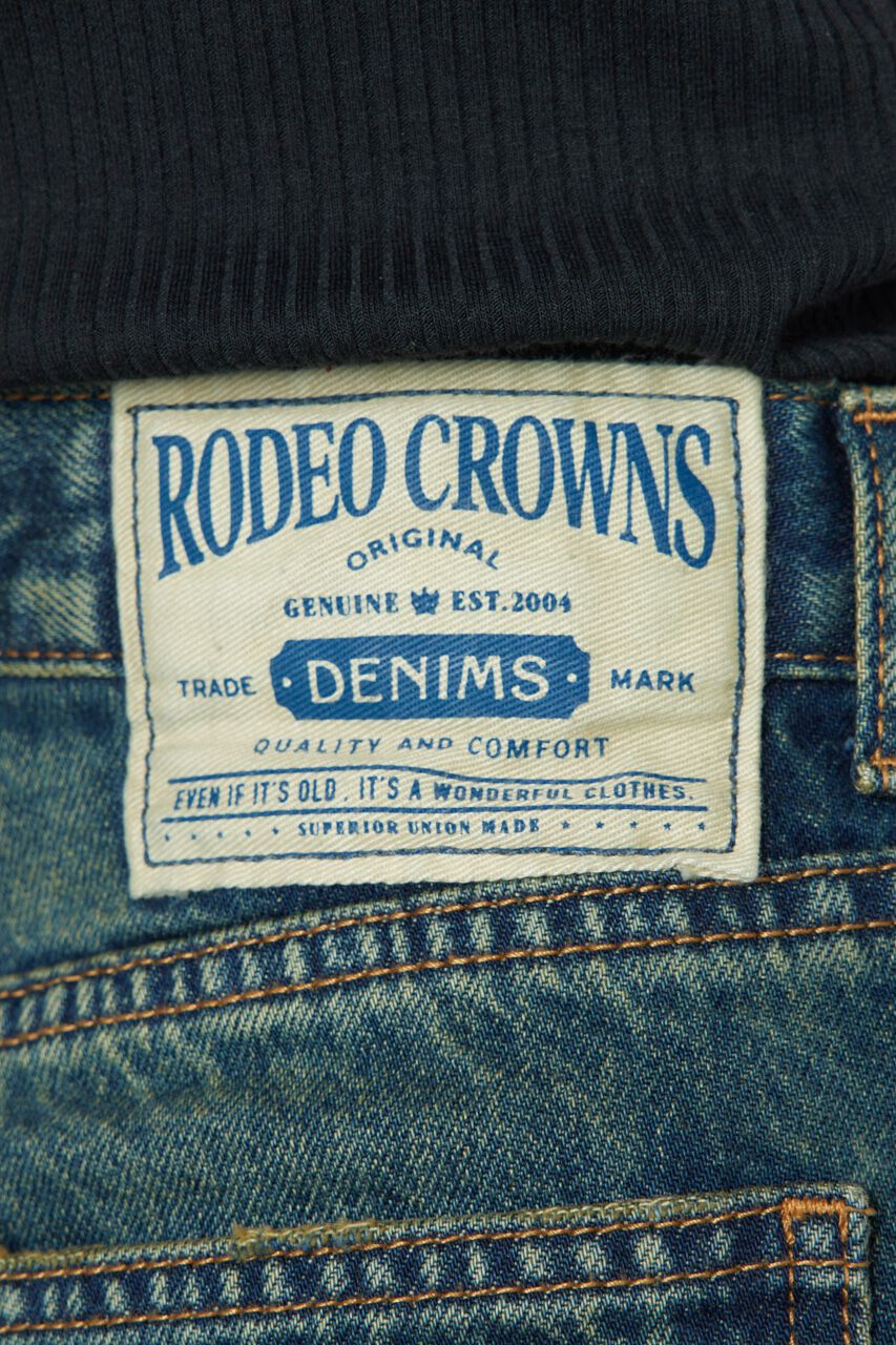 RODEO CROWNS「タックワイドクラッシュデニムパンツ」|デニム|