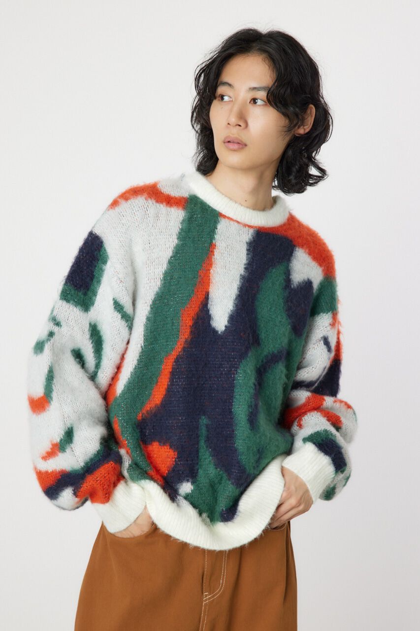 RODEO CROWNS「abstract patternニット」|ニット・セーター|O/WHT1