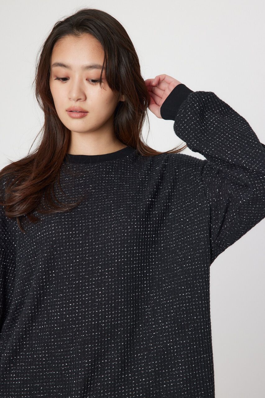 RODEO CROWNS「ラメワッフルトップス」|Tシャツ・カットソー|BLK