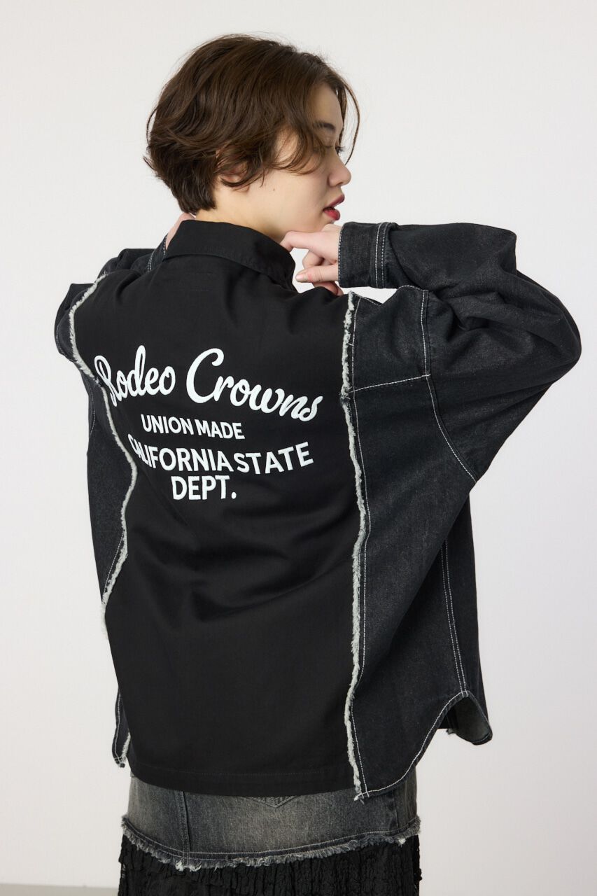 RODEO CROWNS「デニムドッキングミリタリールーズシャツ」|シャツ・ブラウス|