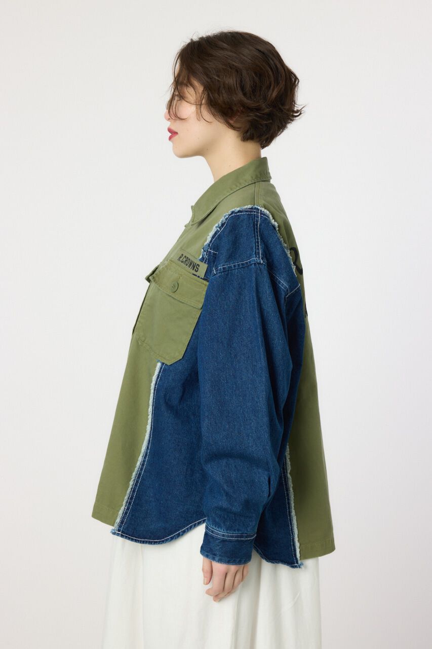 RODEO CROWNS「デニムドッキングミリタリールーズシャツ」|シャツ・ブラウス|