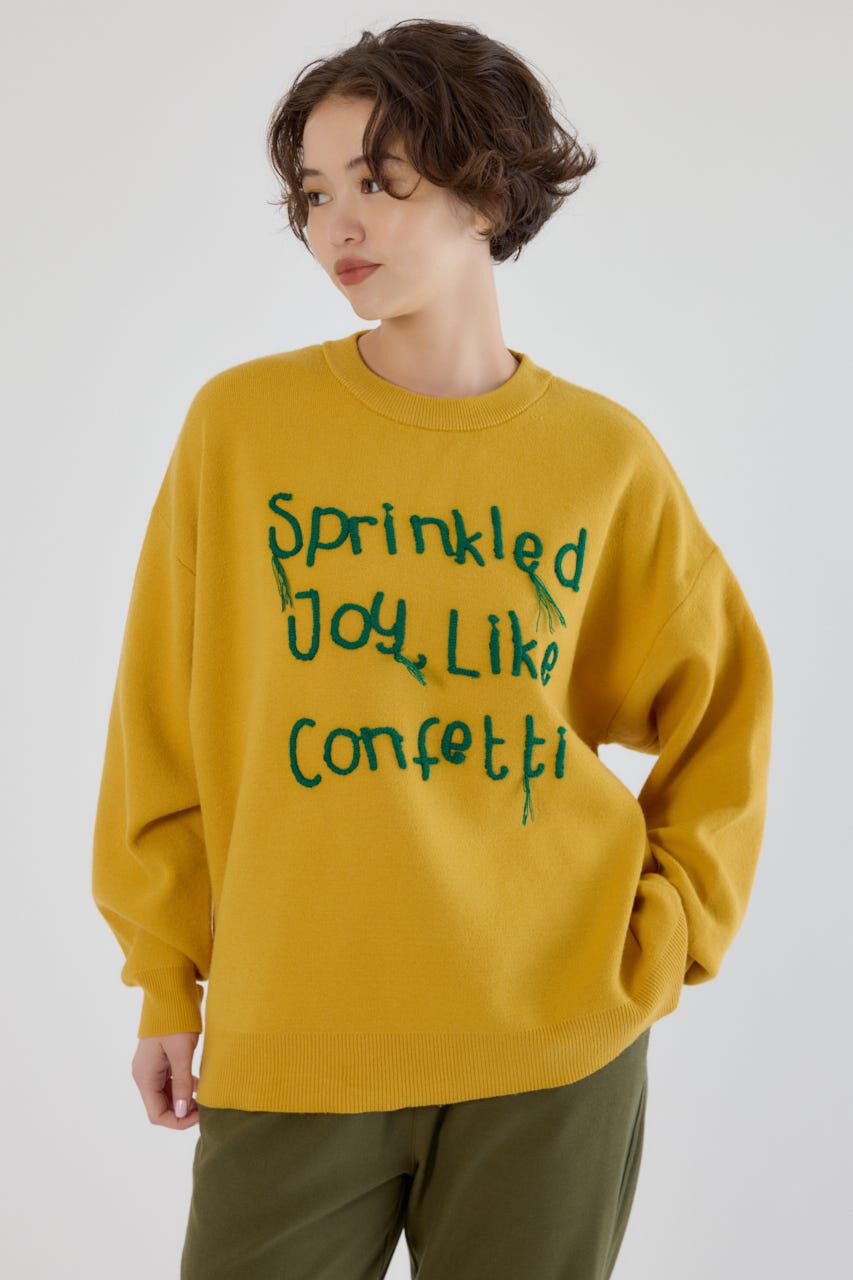 RODEO CROWNS「Frayed Lettering ニットトップス」|ニット・セーター|YEL