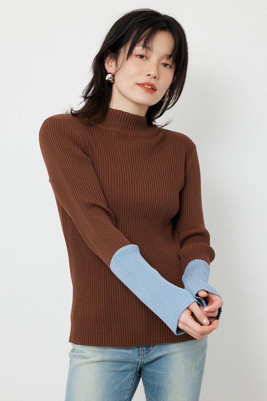 RODEO CROWNS「スリーブカラーニットトップス」|ニット・セーター|BRN