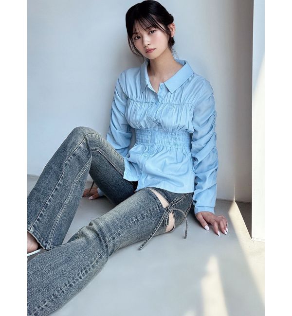 RESEXXY「ギャザーデザインチュニックシャツ」|シャツ・ブラウス|