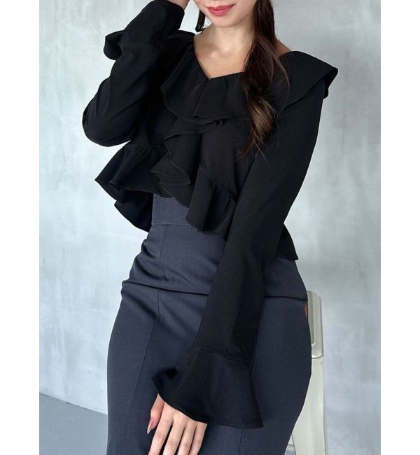 RESEXXY「ラッフルブラウス」|シャツ・ブラウス|ブラック