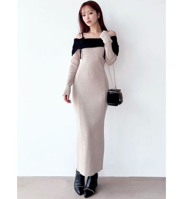 RESEXXY「【骨格ストレート向け】バイカラーニットワンピース」|ワンピース|