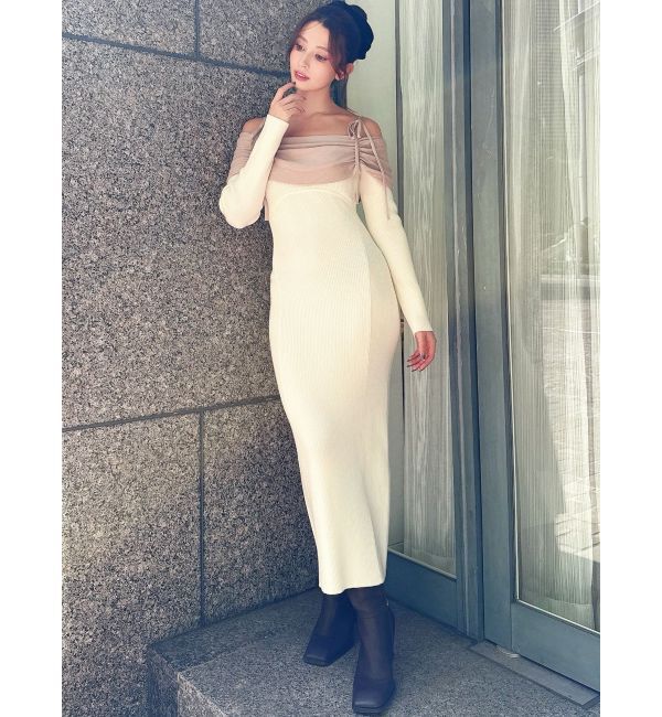 RESEXXY「【骨格ストレート向け】バイカラーニットワンピース」|ワンピース|