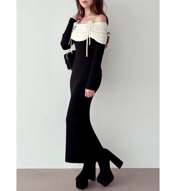 RESEXXY「【骨格ストレート向け】バイカラーニットワンピース」|ワンピース|