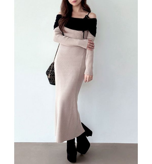 RESEXXY「【骨格ストレート向け】バイカラーニットワンピース」|ワンピース|