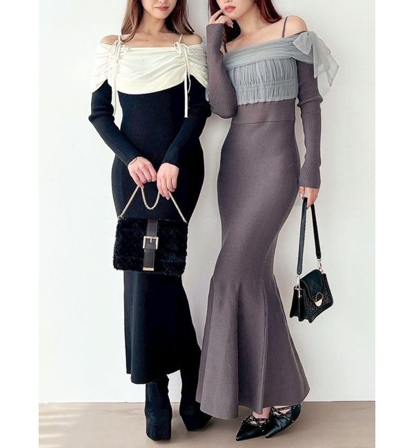 RESEXXY「【骨格ストレート向け】バイカラーニットワンピース」|ワンピース|