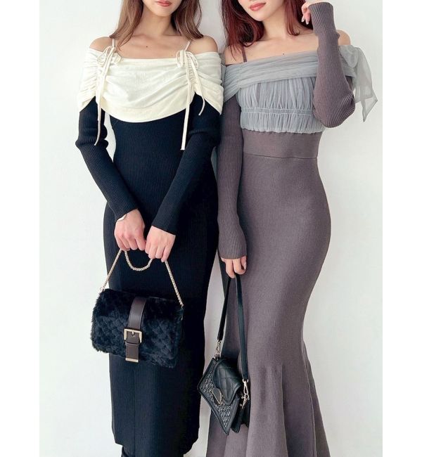 RESEXXY「【骨格ストレート向け】バイカラーニットワンピース」|ワンピース|