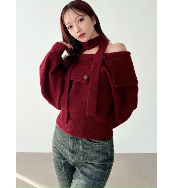 RESEXXY「ビックカラーチョーカーニットトップス」|ニット・セーター|