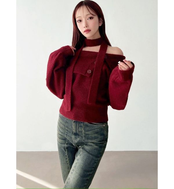 RESEXXY「ビックカラーチョーカーニットトップス」|ニット・セーター|