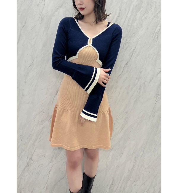 dazzlin「カーデレイヤーバックオープンミニワンピース」|ワンピース|オレンジ