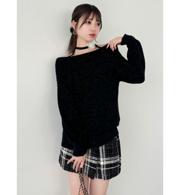 dazzlin「ワッフルオフショルコサージュニット」|ニット・セーター|