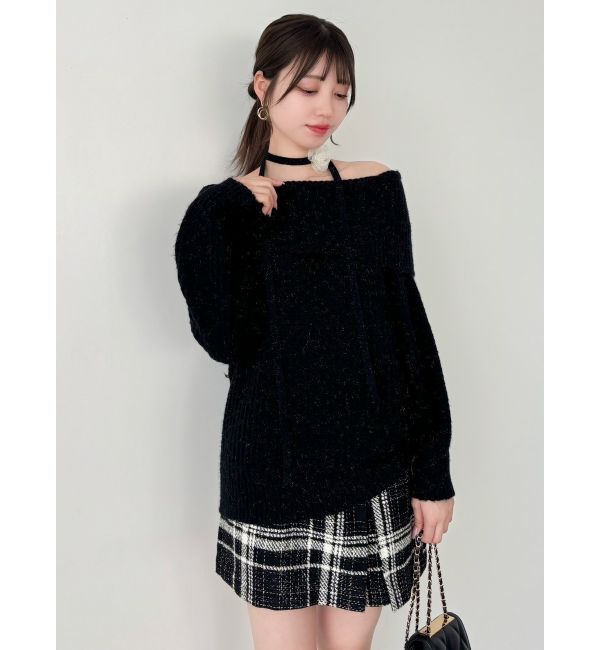 dazzlin「ワッフルオフショルコサージュニット」|ニット・セーター|