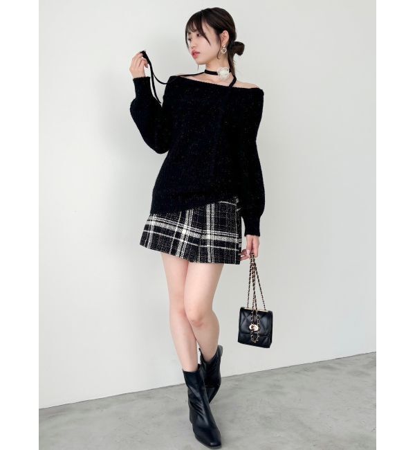 dazzlin「ワッフルオフショルコサージュニット」|ニット・セーター|