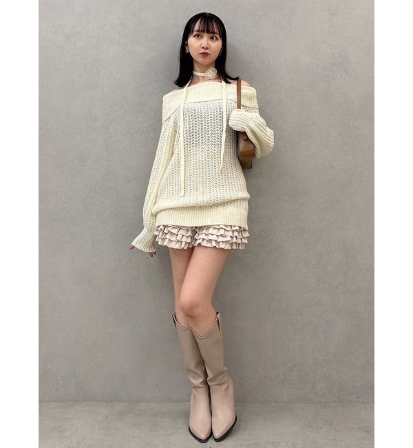 dazzlin「ワッフルオフショルコサージュニット」|ニット・セーター|